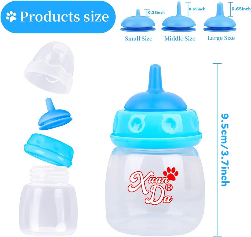 Xuanda Pet Feeding Bottle,3 Pack 60ml Nursing Bottle, 3 Sizes Nipples with Ventilation Valve Resistant Tearing Perfect for Puppies, Kittens, Small Wildlife（Blue） - Image 2